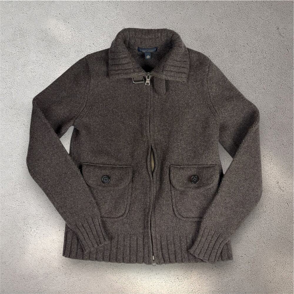 Banana Republic Wool Cashmere Jacket Men's S Brown Full Zip Grandpa Old Money
